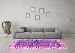 Machine Washable Abstract Purple Modern Area Rugs in a Living Room, wshabs3169pur