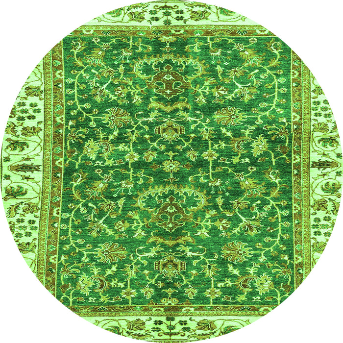 Round Abstract Green Modern Rug, abs3169grn
