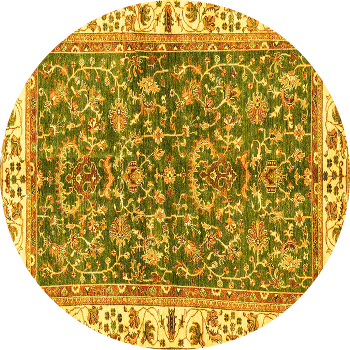Round Abstract Yellow Modern Rug, abs3169yw