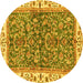 Round Abstract Yellow Modern Rug, abs3169yw