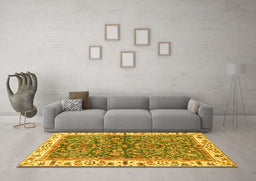 Machine Washable Abstract Yellow Modern Rug in a Living Room, wshabs3169yw