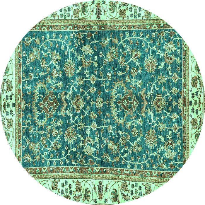 Round Abstract Turquoise Modern Rug, abs3169turq