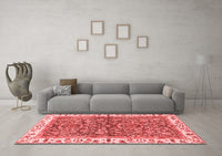 Machine Washable Abstract Red Modern Rug, wshabs3169red