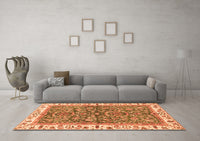 Machine Washable Abstract Orange Modern Rug, wshabs3169org