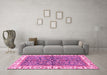 Machine Washable Abstract Pink Modern Rug in a Living Room, wshabs3169pnk