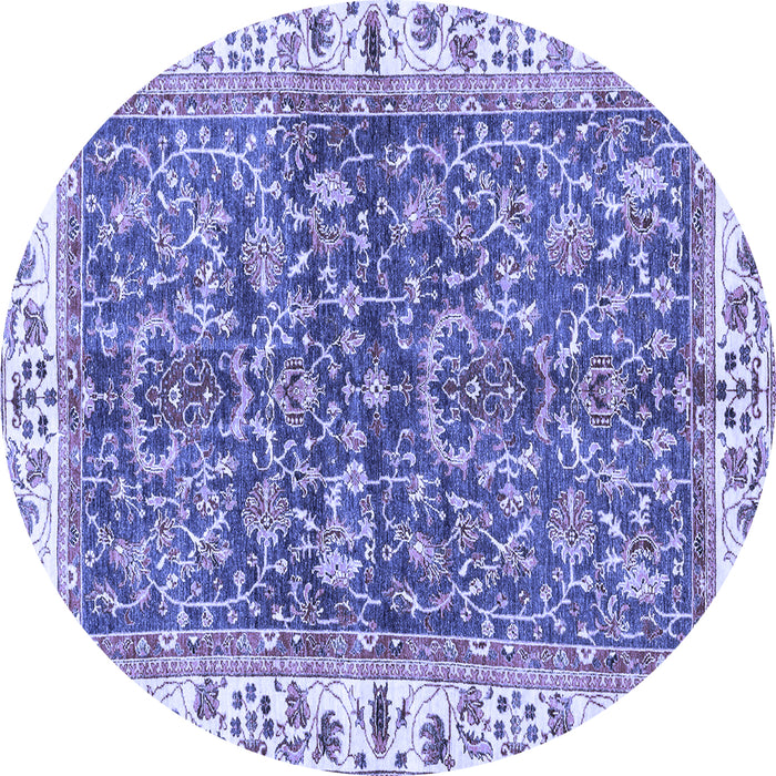 Round Machine Washable Abstract Blue Modern Rug, wshabs3169blu