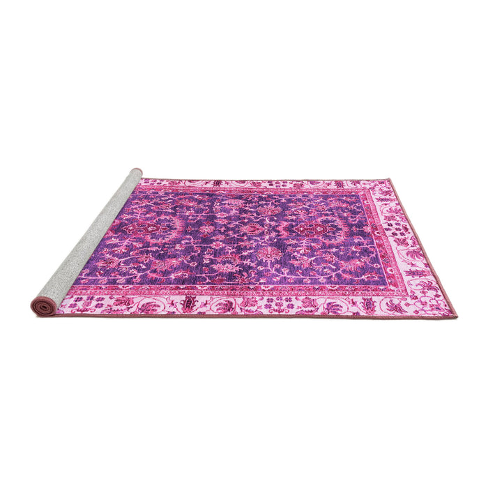 Sideview of Machine Washable Abstract Pink Modern Rug, wshabs3169pnk