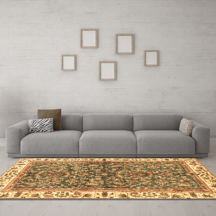 Machine Washable Abstract Brown Modern Rug in a Living Room,, wshabs3169brn