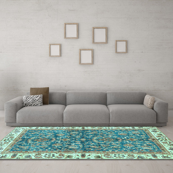 Machine Washable Abstract Light Blue Modern Rug in a Living Room, wshabs3169lblu