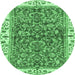 Round Abstract Emerald Green Modern Rug, abs3169emgrn