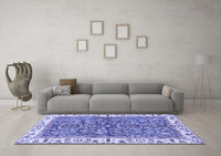 Machine Washable Abstract Blue Modern Rug, wshabs3169blu