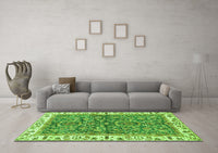 Machine Washable Abstract Green Modern Rug, wshabs3169grn