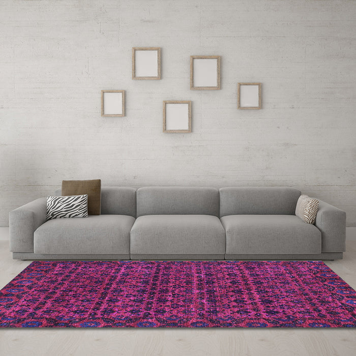 Machine Washable Abstract Purple Modern Area Rugs in a Living Room, wshabs316pur