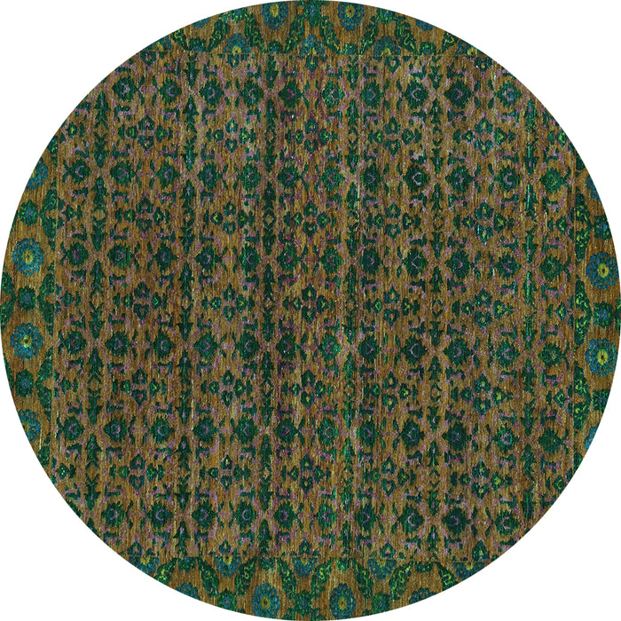 Round Abstract Turquoise Modern Rug, abs316turq