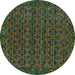 Round Abstract Turquoise Modern Rug, abs316turq