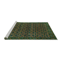 Sideview of Machine Washable Abstract Turquoise Modern Area Rugs, wshabs316turq