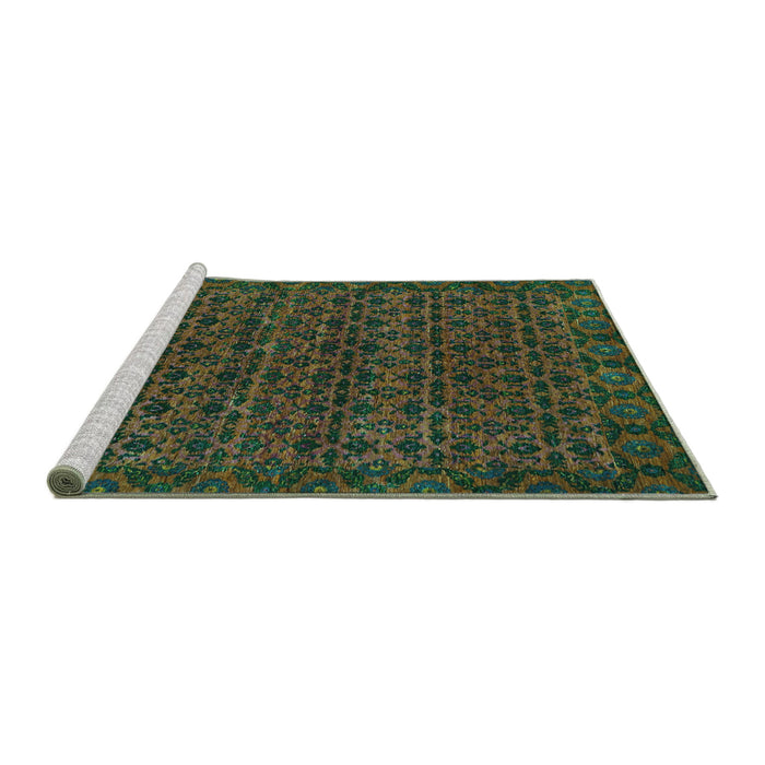 Sideview of Machine Washable Abstract Turquoise Modern Area Rugs, wshabs316turq