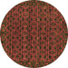 Round Machine Washable Abstract Brown Modern Rug, wshabs316brn