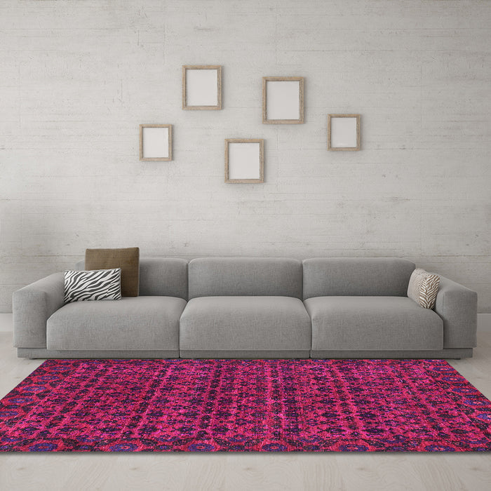 Machine Washable Abstract Pink Modern Rug in a Living Room, wshabs316pnk