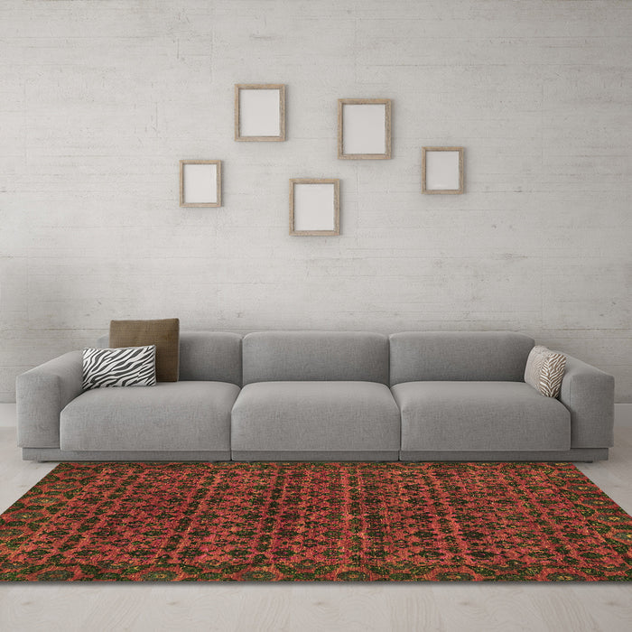 Machine Washable Abstract Brown Modern Rug in a Living Room,, wshabs316brn