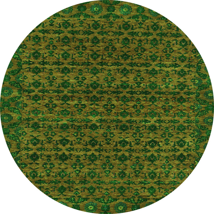 Round Abstract Green Modern Rug, abs316grn