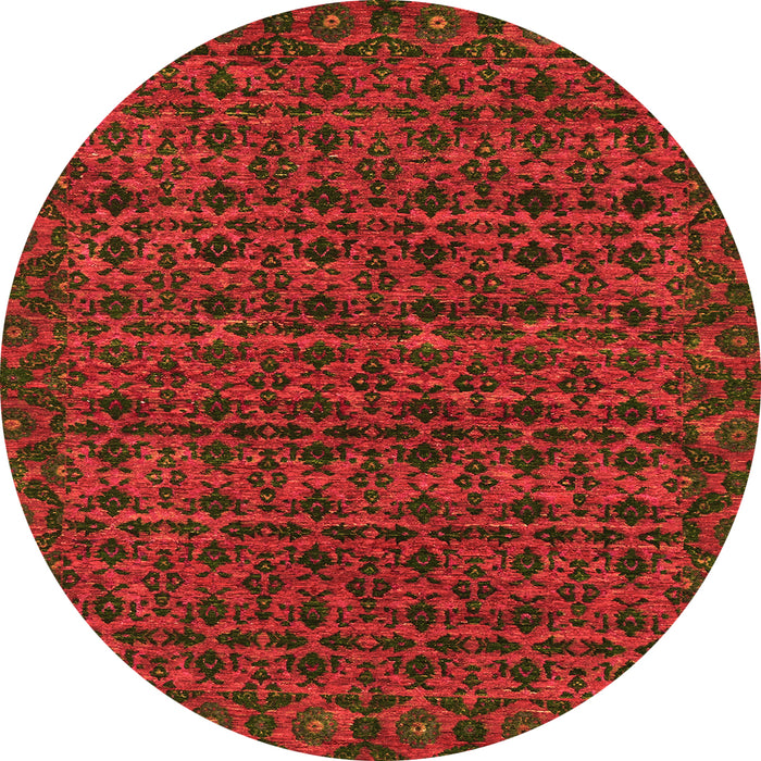 Round Machine Washable Abstract Orange Modern Area Rugs, wshabs316org