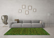 Machine Washable Abstract Green Modern Area Rugs in a Living Room,, wshabs316grn