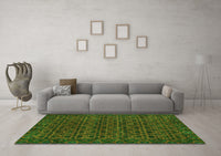 Machine Washable Abstract Green Modern Rug, wshabs316grn