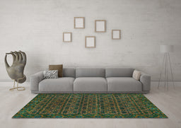 Machine Washable Abstract Turquoise Modern Area Rugs in a Living Room,, wshabs316turq