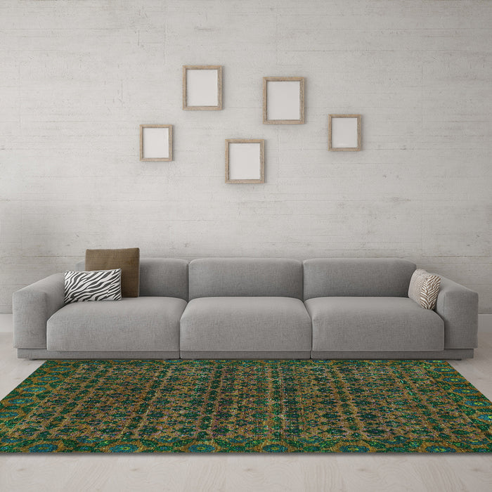 Machine Washable Abstract Turquoise Modern Area Rugs in a Living Room,, wshabs316turq