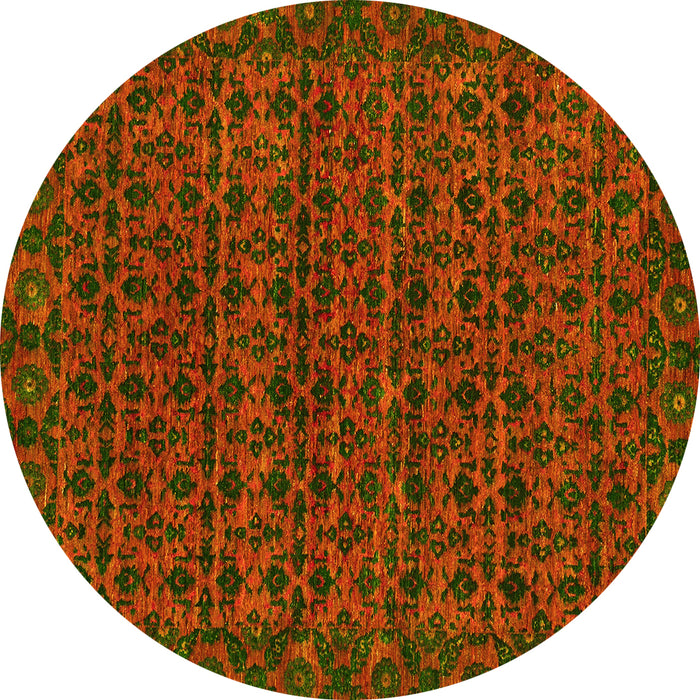 Round Abstract Yellow Modern Rug, abs316yw