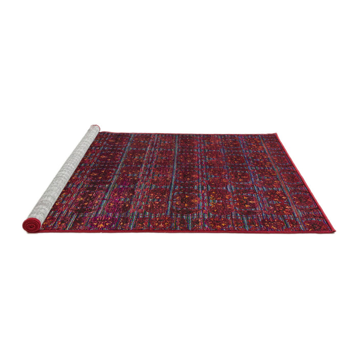 Sideview of Machine Washable Abstract Cranberry Red Rug, wshabs317