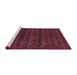 Sideview of Machine Washable Abstract Cranberry Red Rug, wshabs317