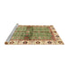 Sideview of Machine Washable Abstract Brown Gold Rug, wshabs3170