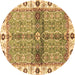 Round Oriental Brown Traditional Rug, abs3170brn