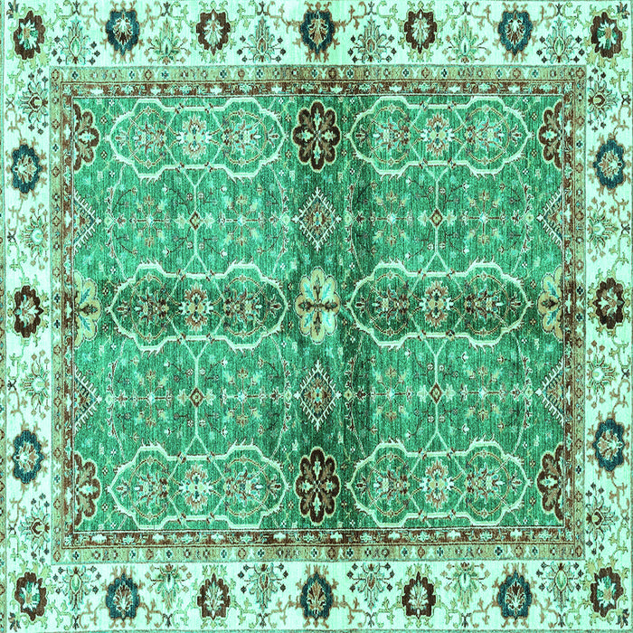 Square Machine Washable Oriental Turquoise Traditional Area Rugs, wshabs3170turq