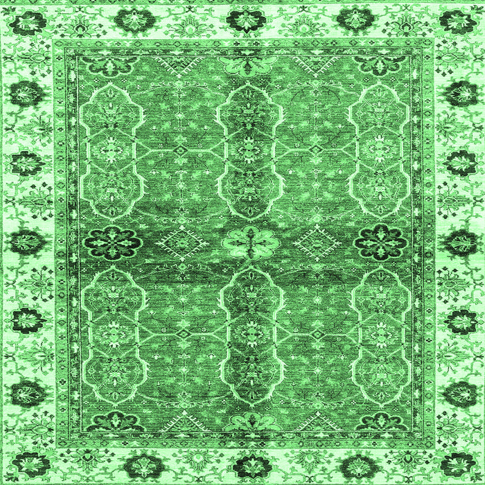 Square Machine Washable Oriental Emerald Green Traditional Area Rugs, wshabs3170emgrn