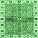 Square Machine Washable Oriental Emerald Green Traditional Area Rugs, wshabs3170emgrn