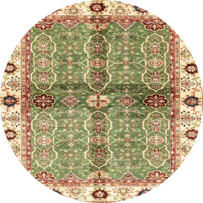 Round Machine Washable Abstract Brown Gold Rug, wshabs3170