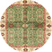 Round Machine Washable Abstract Brown Gold Rug, wshabs3170