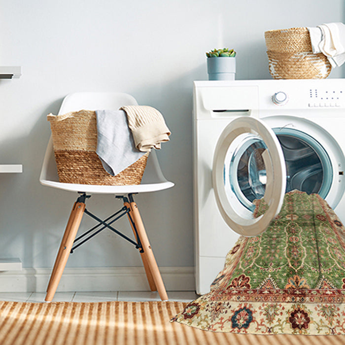 Machine Washable Abstract Brown Gold Rug in a Washing Machine, wshabs3170