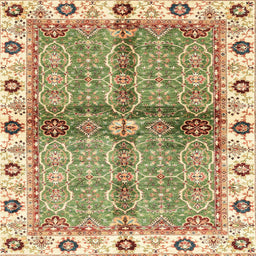 Square Abstract Brown Gold Oriental Rug, abs3170