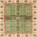 Square Abstract Brown Gold Oriental Rug, abs3170