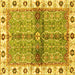 Square Machine Washable Oriental Yellow Traditional Rug, wshabs3170yw