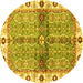 Round Oriental Yellow Traditional Rug, abs3170yw