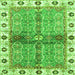 Square Machine Washable Oriental Green Traditional Area Rugs, wshabs3170grn