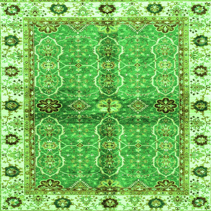 Square Oriental Green Traditional Rug, abs3170grn