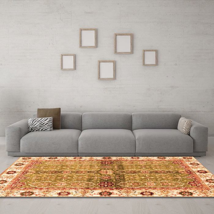 Machine Washable Oriental Orange Traditional Area Rugs in a Living Room, wshabs3170org