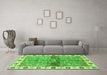 Machine Washable Oriental Green Traditional Area Rugs in a Living Room,, wshabs3170grn