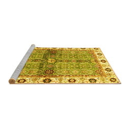 Sideview of Machine Washable Oriental Yellow Traditional Rug, wshabs3170yw